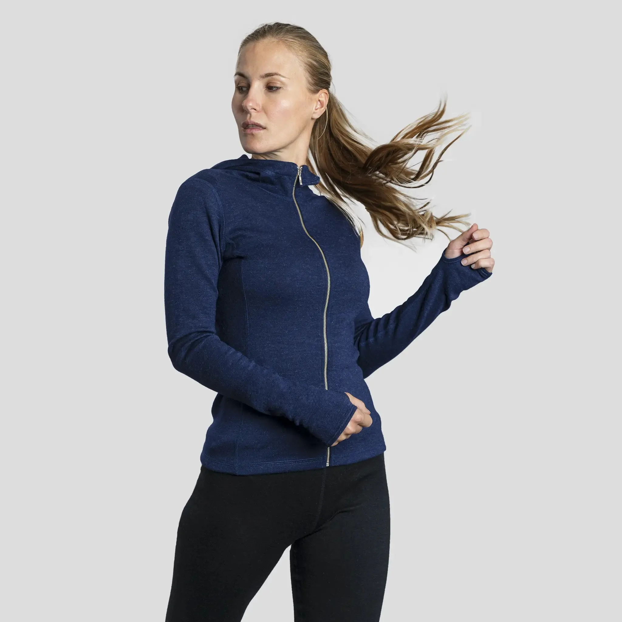 Women's Alpaca Wool Fleece Hooded Jacket: 420 Midweight Full-Zip
