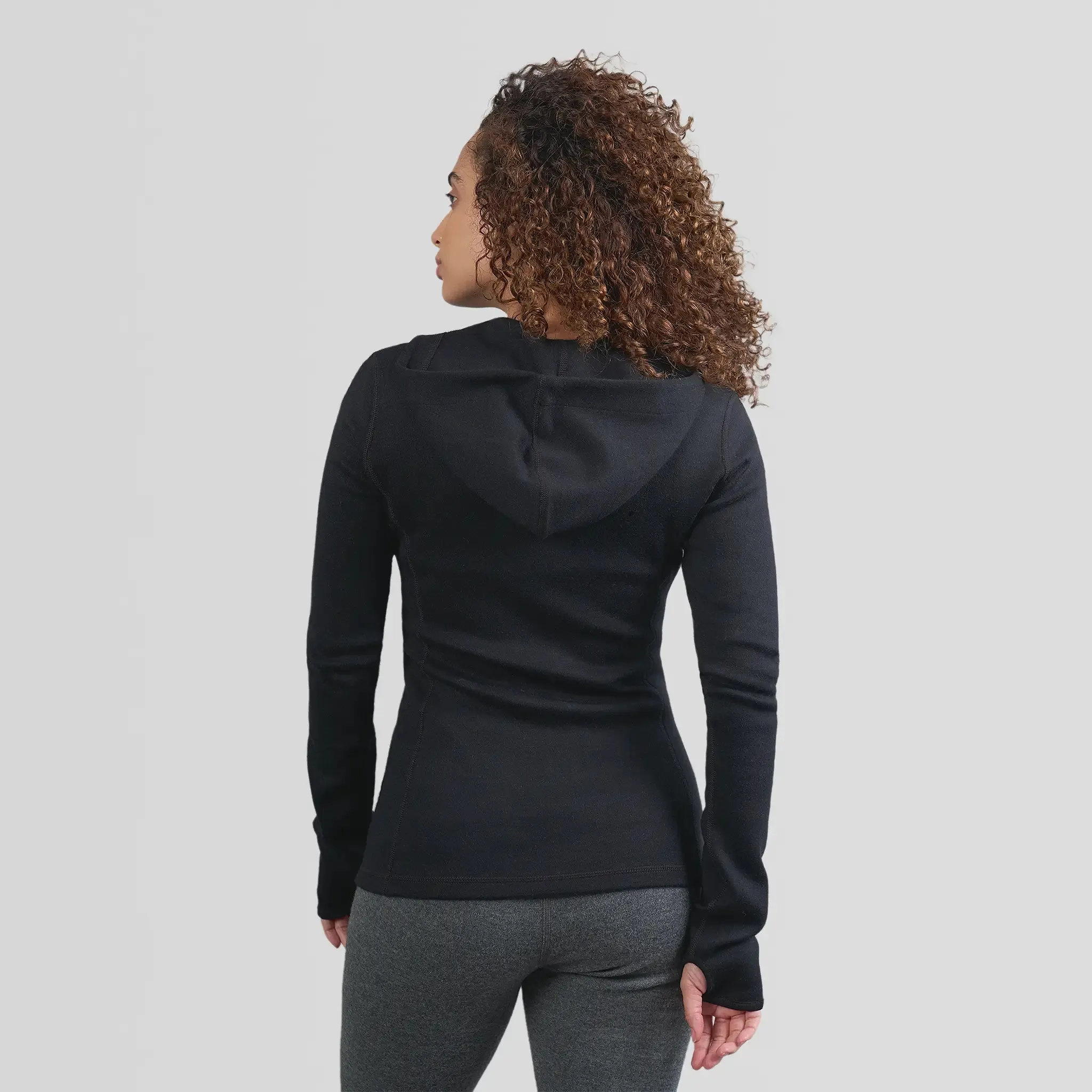 Women's Alpaca Wool Fleece Hooded Jacket: 420 Midweight Full-Zip