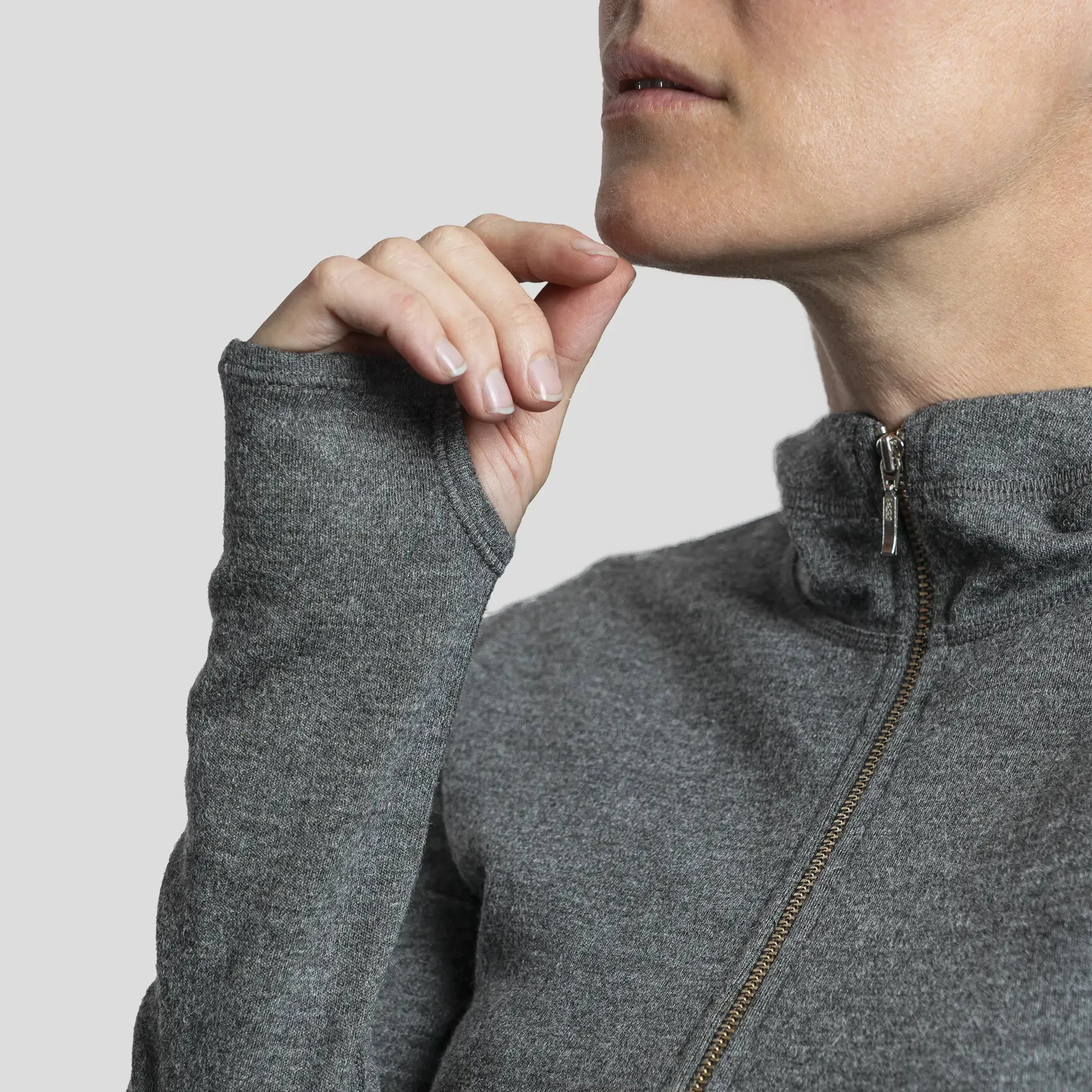 Women's Alpaca Wool Fleece Hooded Jacket: 420 Midweight Full-Zip