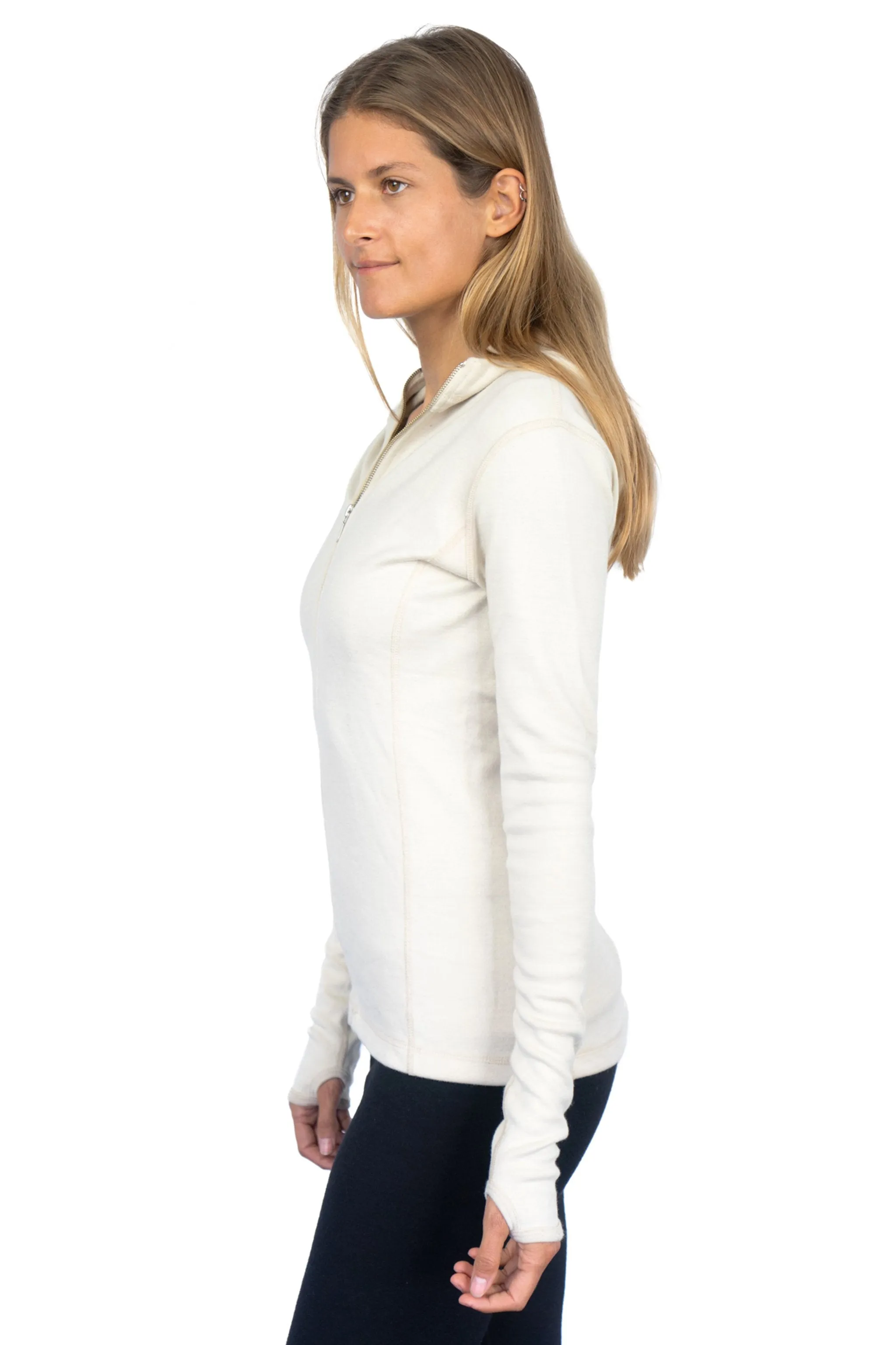 Women's Alpaca Wool Fleece Hooded Jacket: 420 Midweight Full-Zip