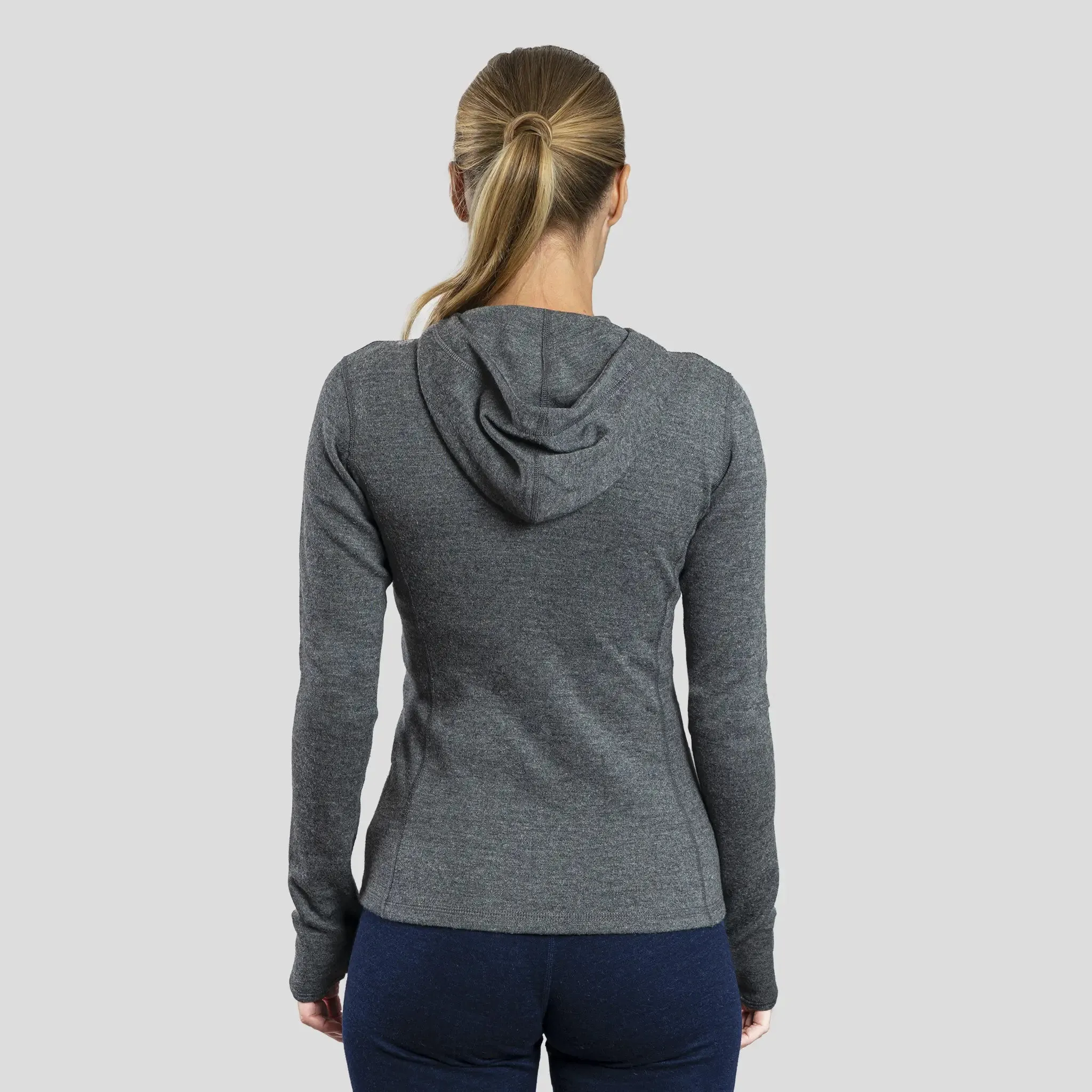 Women's Alpaca Wool Fleece Hooded Jacket: 420 Midweight Full-Zip