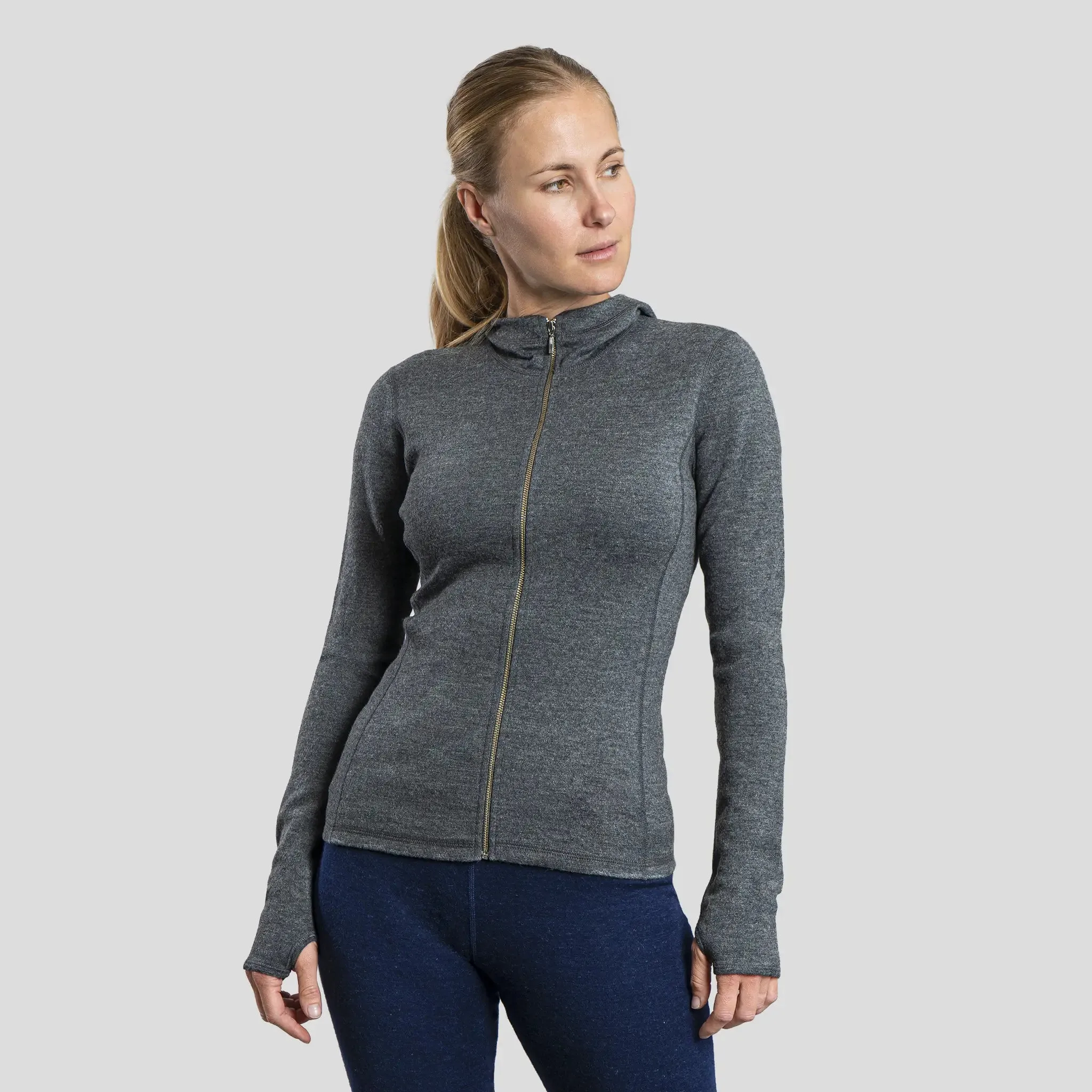 Women's Alpaca Wool Fleece Hooded Jacket: 420 Midweight Full-Zip