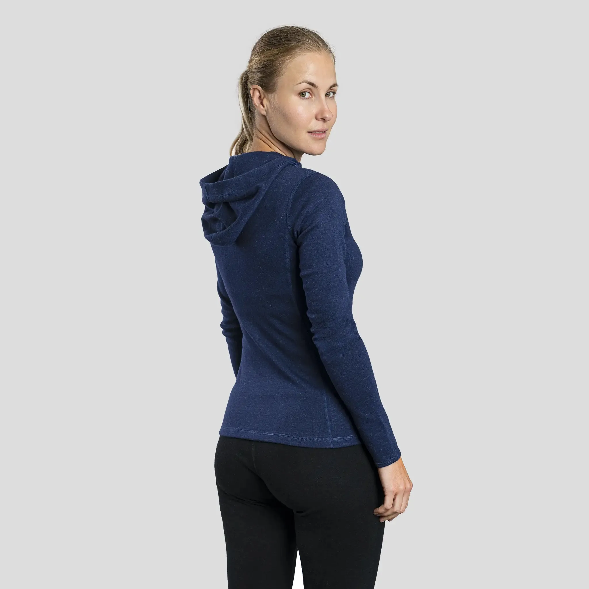 Women's Alpaca Wool Fleece Hooded Jacket: 420 Midweight Full-Zip