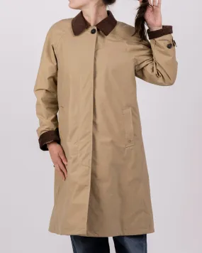 Womens Beige Waxed Canvas Overcoat